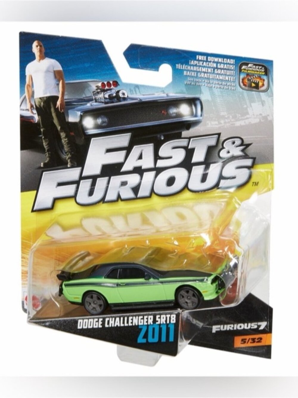 Hot Wheels Fast & Furious 2011 Dodge Challenger SRT8 Green (Furious 7 5/32)